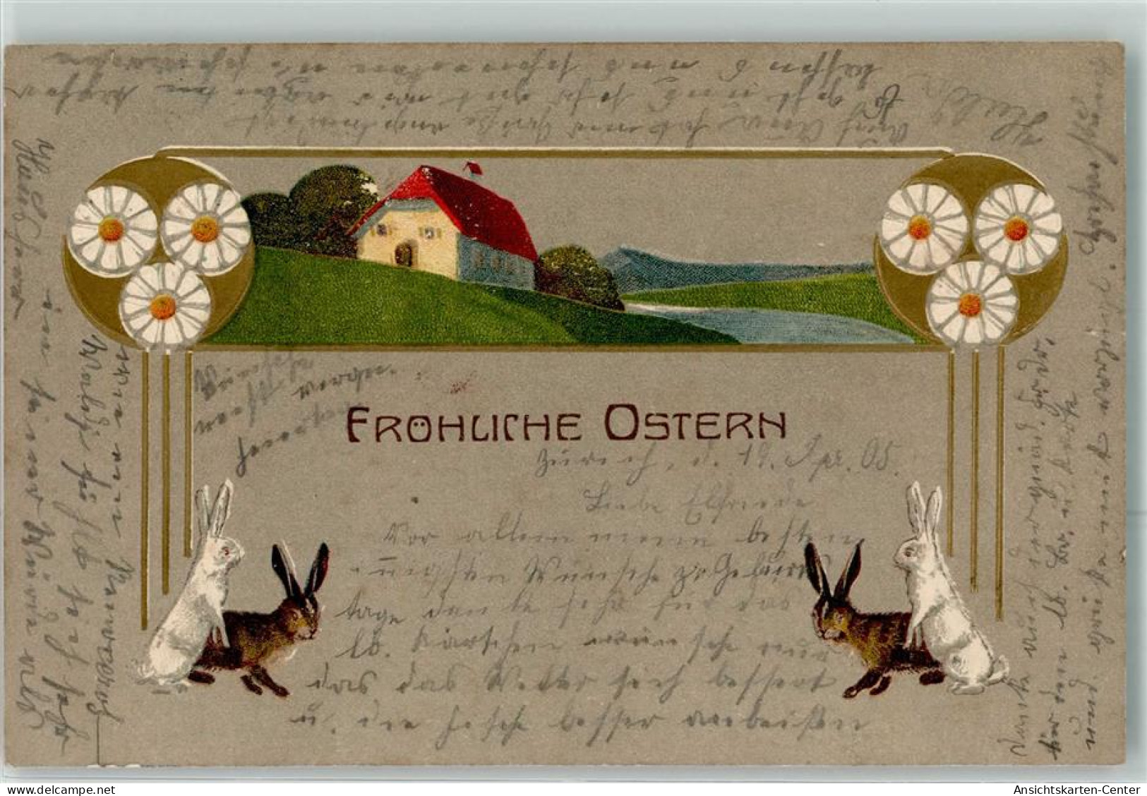 39443008 - Jugendstil Hasen Haus - Ostern