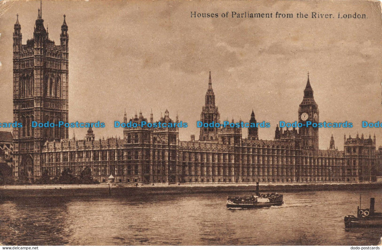 R086985 Houses Of Parliament From The River. London. Eyre And Spottiswoode. Wood - Other & Unclassified