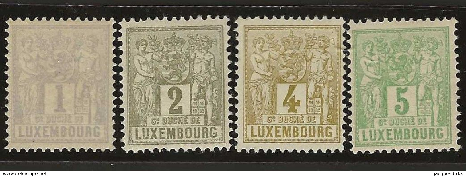 Luxembourg  .  Y&T .   47/50    .   * VLH .    Neuf Avec Gomme Et Une Trace Tres Légère D'une Charnière - 1882 Allegory