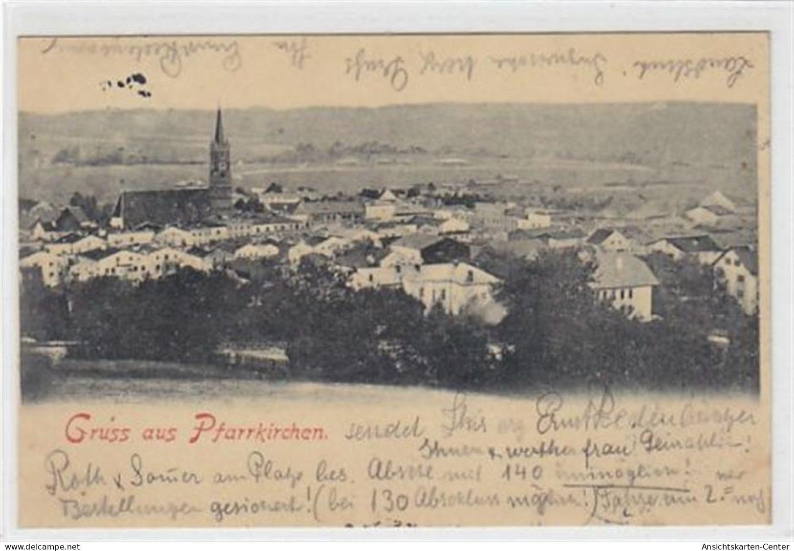 39023308 - Gruss Aus Pfarrkirchen / Kreis Rottal-Inn. Totalansicht Gelaufen Am 27. Juni 1899. Leichte Stempelspuren Vor - Autres & Non Classés