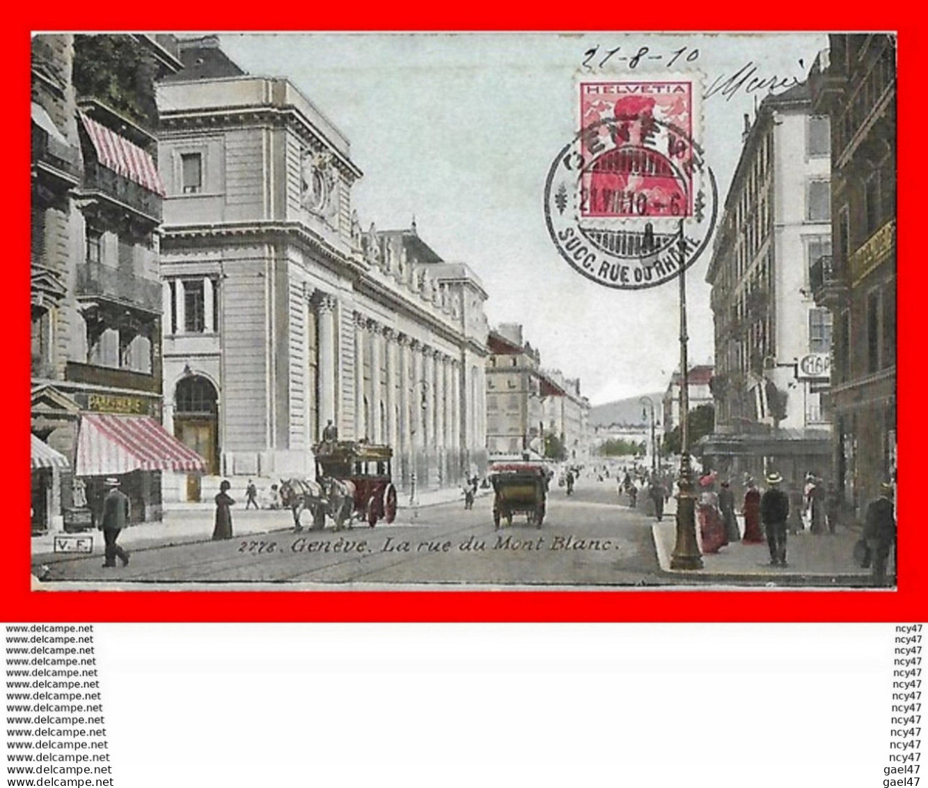 CPA GENEVE (Suisse)  La Rue Du Mont-Blanc, Animé, Attelage, Parfumerie ..CO1669 - Genève