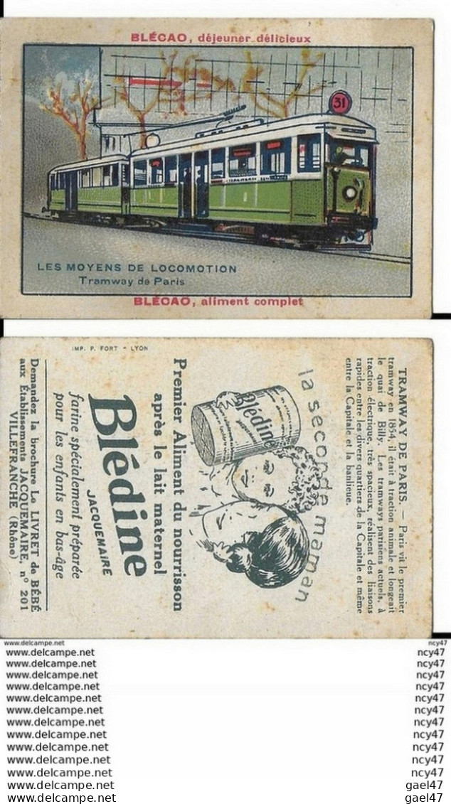 CHROMOS. BLEDINE JACQUEMAIRE.  Tramway De Paris. ..I 464 - Andere & Zonder Classificatie