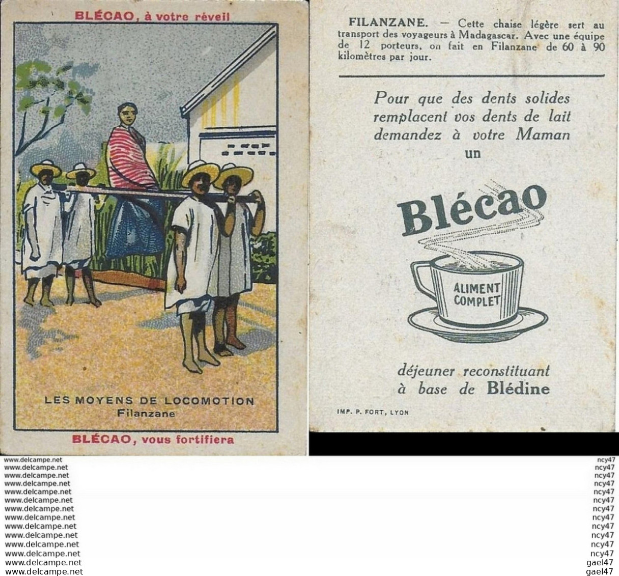 CHROMOS. BLECAO JACQUEMAIRE.  Les Moyens De Locomotion, Filanzane. ..I 468 - Tea & Coffee Manufacturers