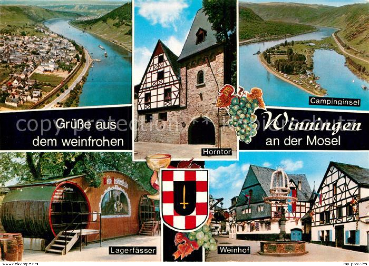 72930985 Winningen Mosel Fliegeraufnahme Campinginsel Lagerfaesser Weinhof Winni - Sonstige & Ohne Zuordnung