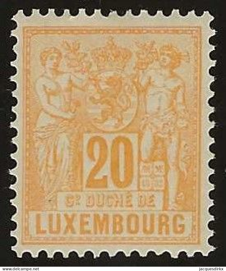 Luxembourg  .  Y&T .   53   .   * VLH .    Neuf Avec Gomme Et Une Trace Tres Légère D'une Charnière - 1882 Allegory