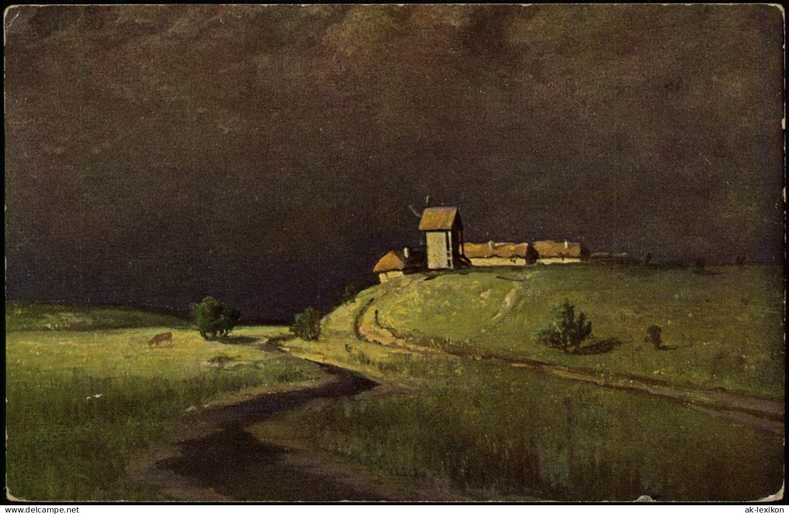 Künstlerkarte: Gemälde / Kunstwerke Windmühlen Windmill Russia Rußland 1913 - Peintures & Tableaux