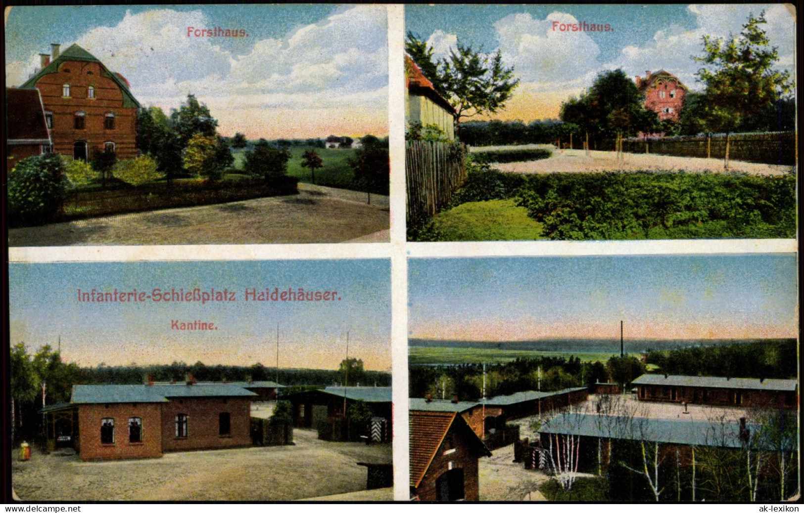 Heidehäuser Wülknitz Forsthaus - 4 Bild 1915  Gel. Feldpost Ü-Platz Zeithain - Other & Unclassified