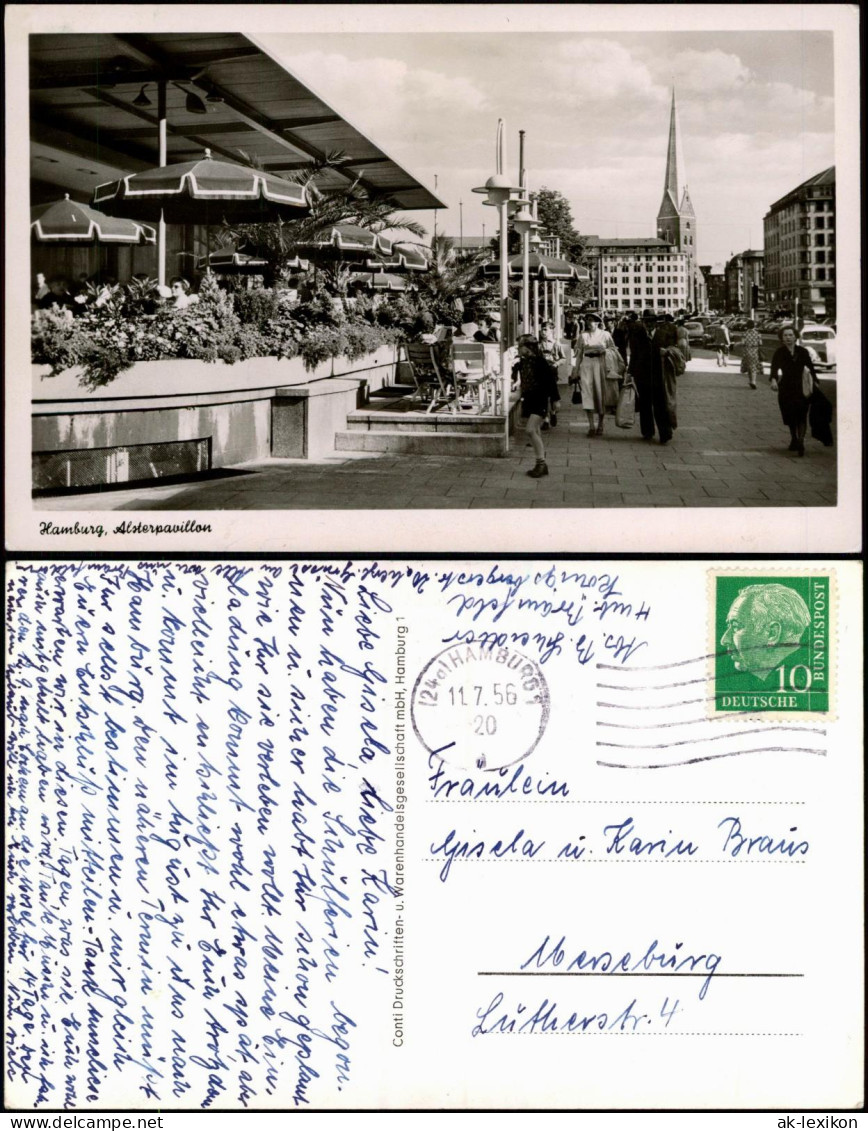 Ansichtskarte Hamburg Straßenpartie Am Alsterpavillon - Terrasse 1956 - Autres & Non Classés