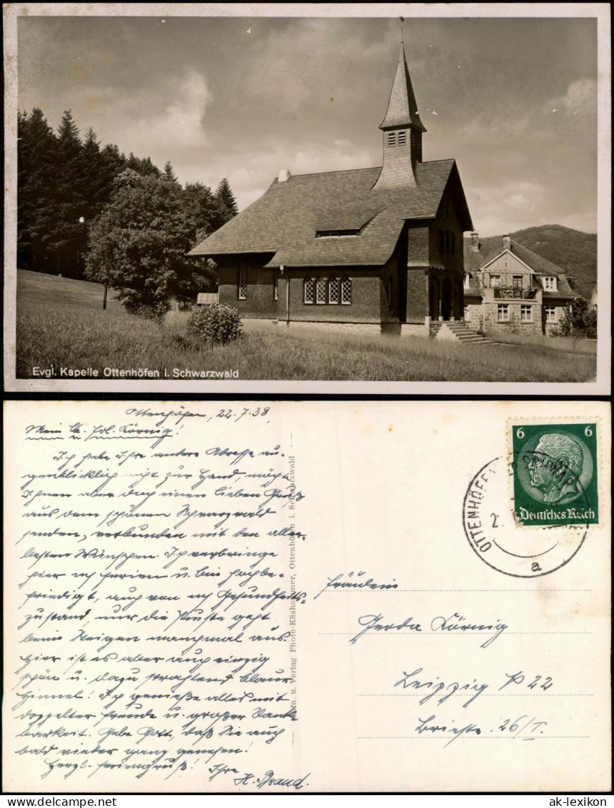 Ansichtskarte Ottenhöfen Im Schwarzwald Partie An Der Kapelle 1938 - Other & Unclassified