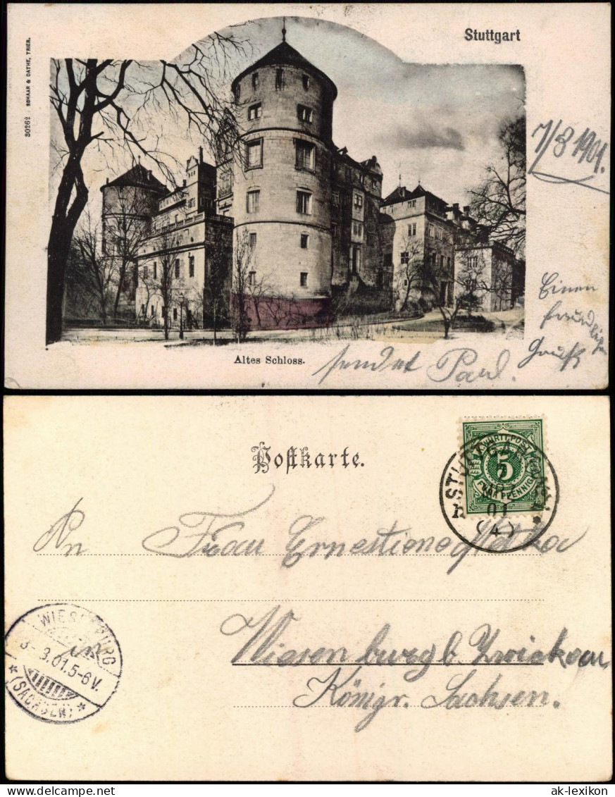 Ansichtskarte Stuttgart Altes Schloss 1901 Passepartout - Stuttgart
