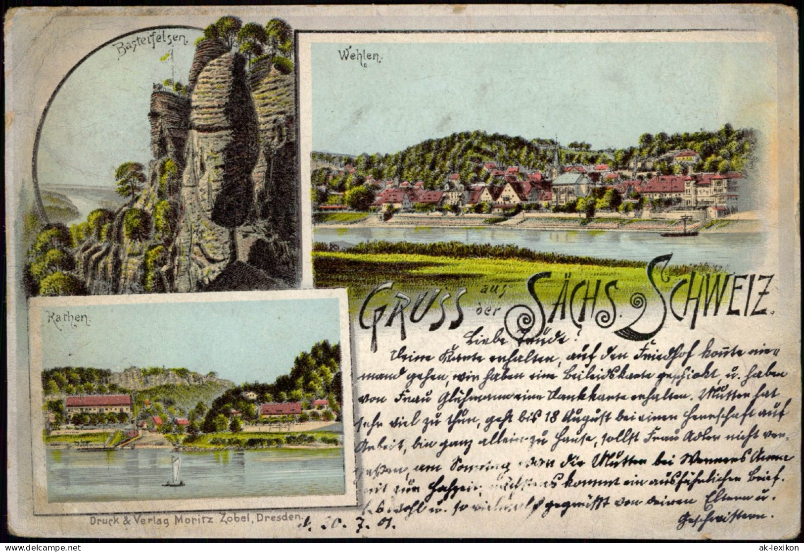 Ansichtskarte Litho AK Wehlen Stadt, Rathen, Basteifelsen - Gruss Aus 1901 - Wehlen