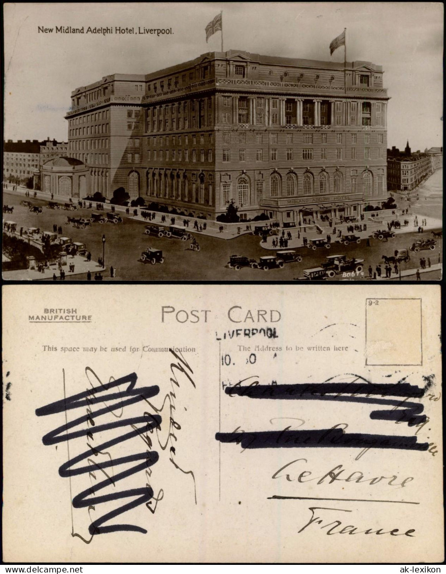 Postcard Liverpool New Midland Adelphi Hotel, Street - Straße 1930 - Autres & Non Classés