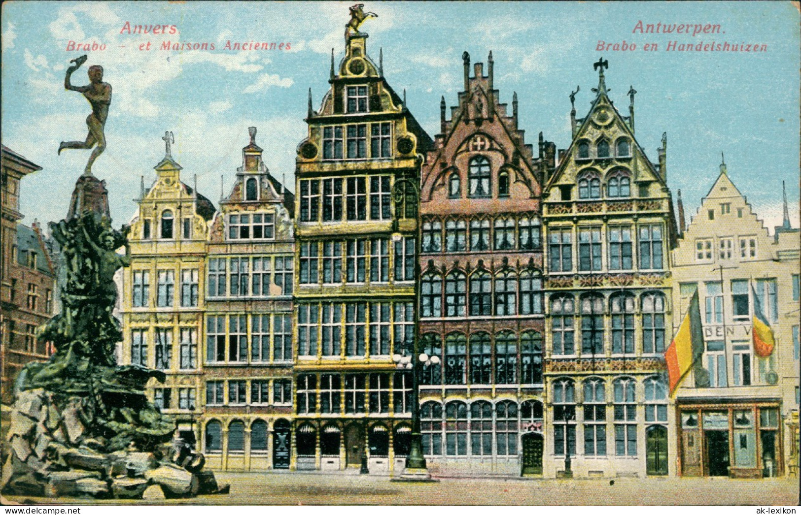 Antwerpen Anvers Brabo En Handelshuizen 1916  Gel. Div. Feldpoststempel 1.WK - Antwerpen