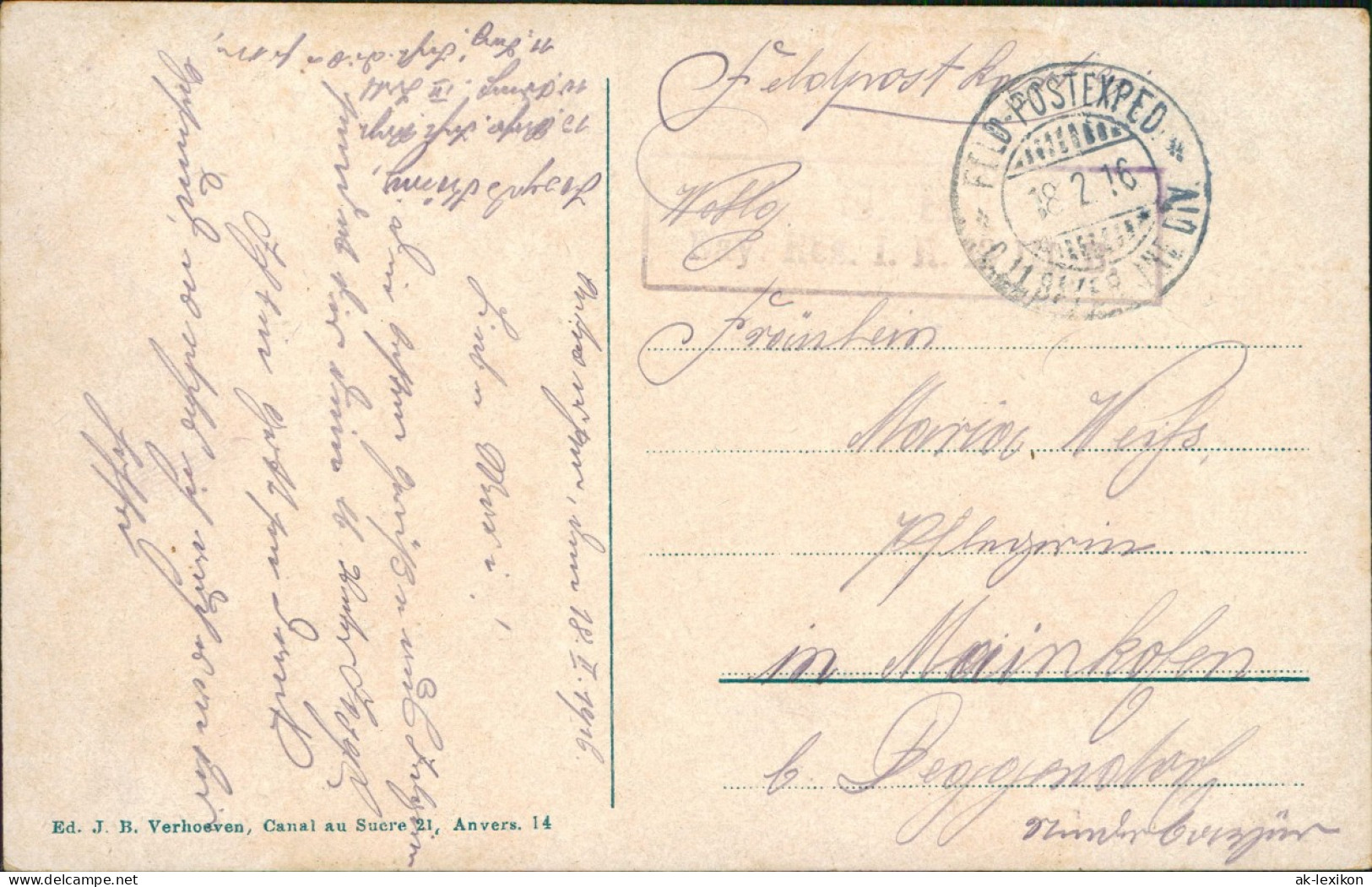 Antwerpen Anvers Brabo En Handelshuizen 1916  Gel. Div. Feldpoststempel 1.WK - Antwerpen