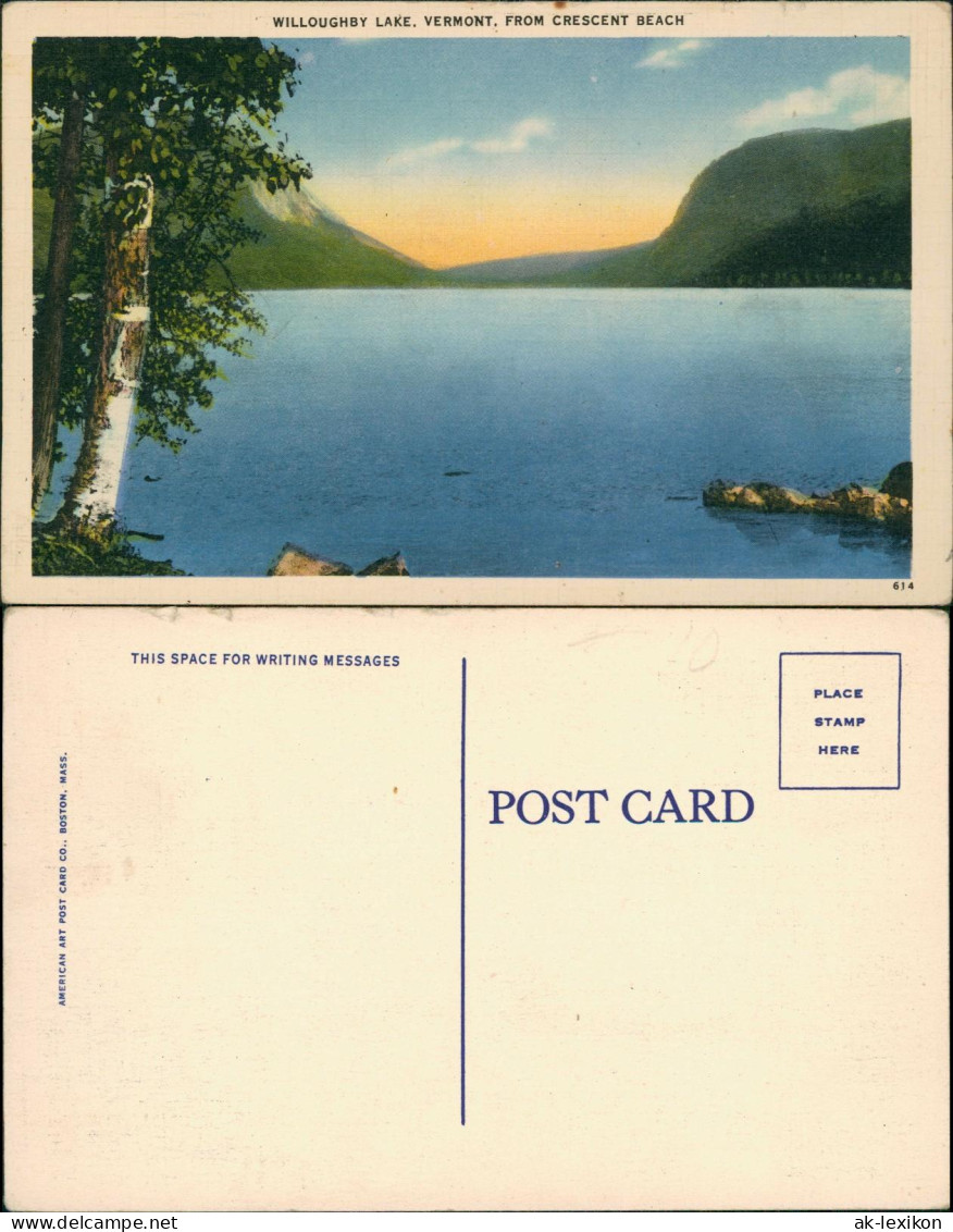 Postcard Vermont WILLOUGHBY LAKE. VERMONT. FROM CRESCENT BEACH 2 1934 - Otros & Sin Clasificación