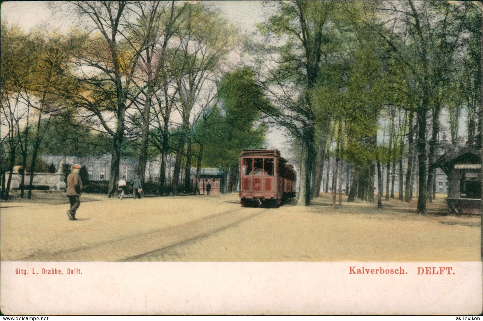 Postkaart Delft Delft Kalverbosch. Tram - Kiosk 1911 - Delft