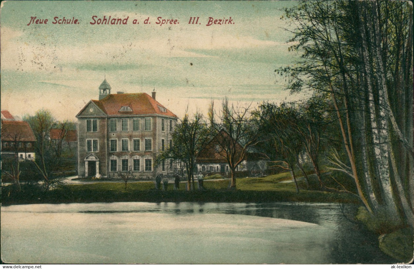 Ansichtskarte Sohland (Spree) Załom Neue Schule. III. Bezirk. 1908 - Sonstige & Ohne Zuordnung