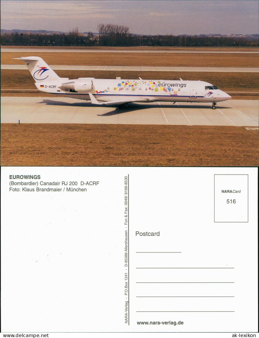 Flugzeug Airplane Avion EUROWINGS (Bombardier) Canadair RJ 200 D-ACRF 1998 - 1946-....: Era Moderna