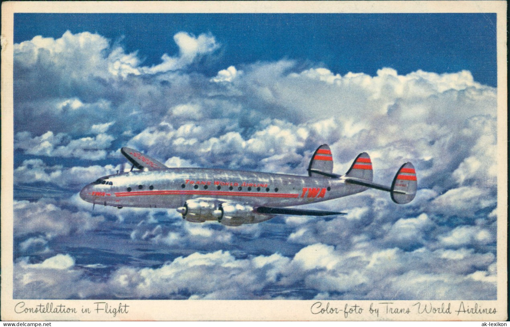 Ansichtskarte  Flugzeug Airplane Avion TWA Constellation 1951  Gel. Air Mail - 1946-....: Ere Moderne