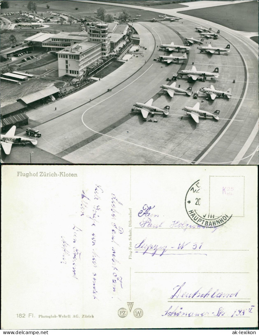 Ansichtskarte Kloten Zürich-Kloten Flughafen Flugzeuge Luftbild 1962 - Andere & Zonder Classificatie