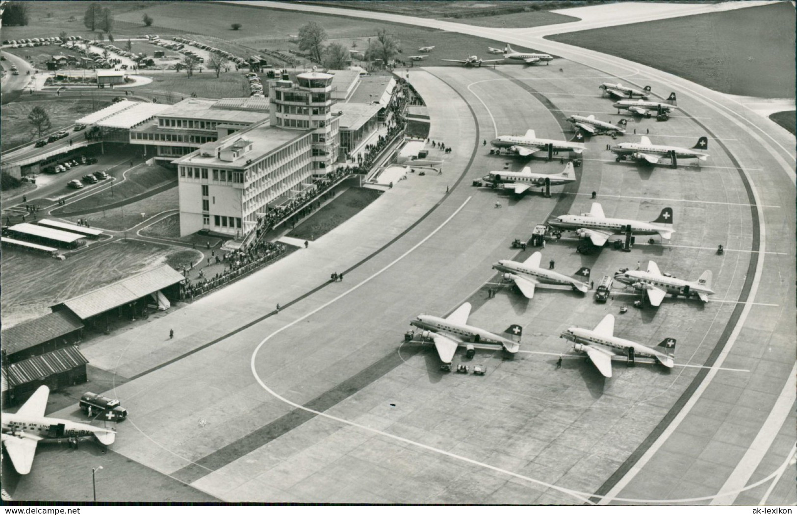 Ansichtskarte Kloten Zürich-Kloten Flughafen Flugzeuge Luftbild 1962 - Other & Unclassified