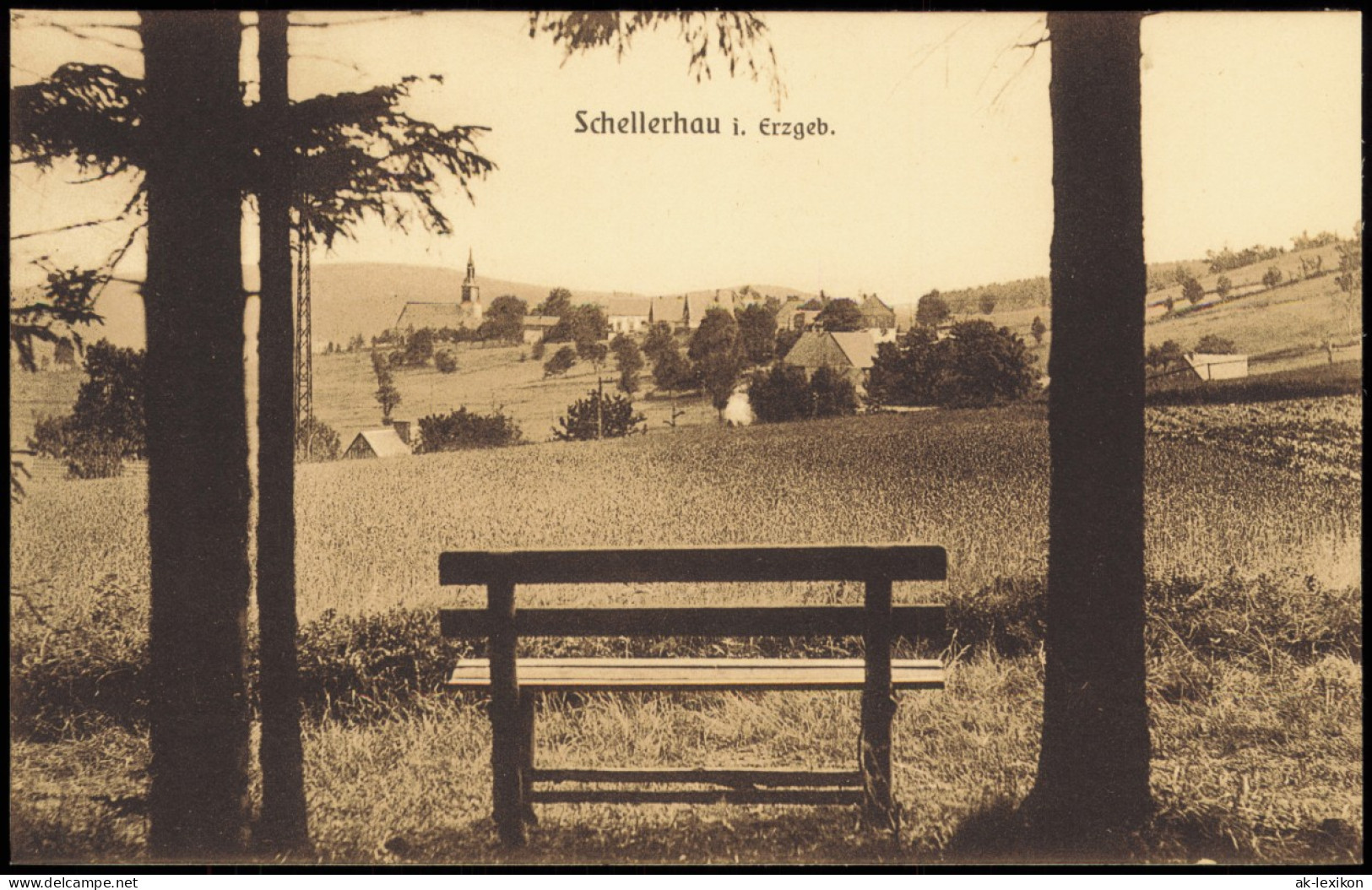 Schellerhau-Altenberg (Erzgebirge) Bank - Blick über Das Kornfeld Zur Stadt 1916 - Schellerhau