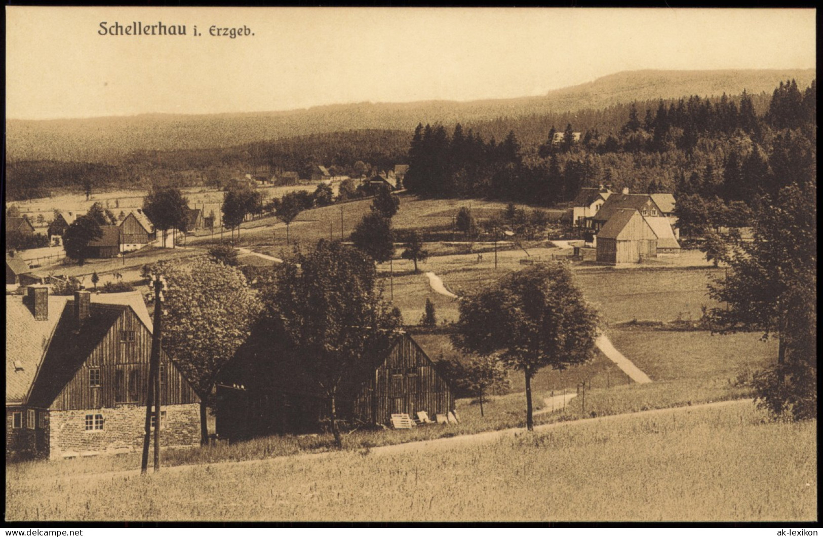 Ansichtskarte Schellerhau-Altenberg (Erzgebirge) Stadtpartie 1922 - Schellerhau