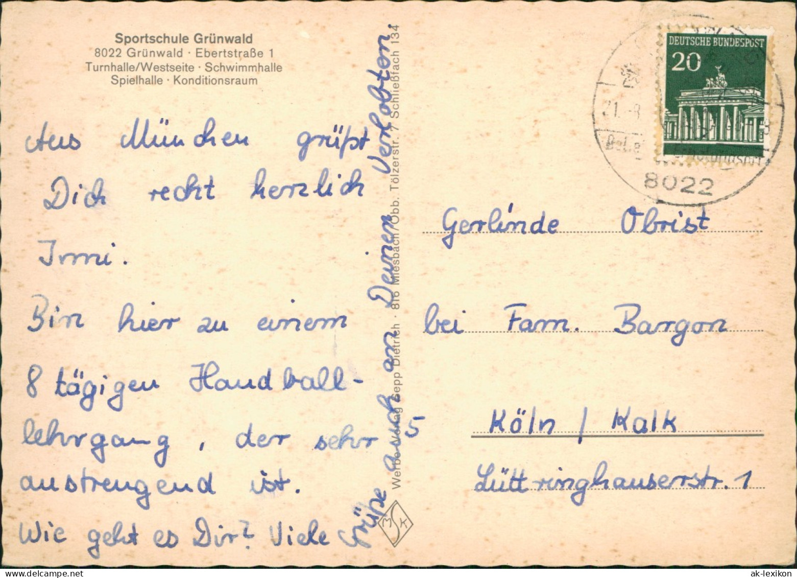 Grünwald (Oberbayern) Sportschule Grünwald Ebertstraße 1 (Mehrbildkarte) 1970 - Altri & Non Classificati