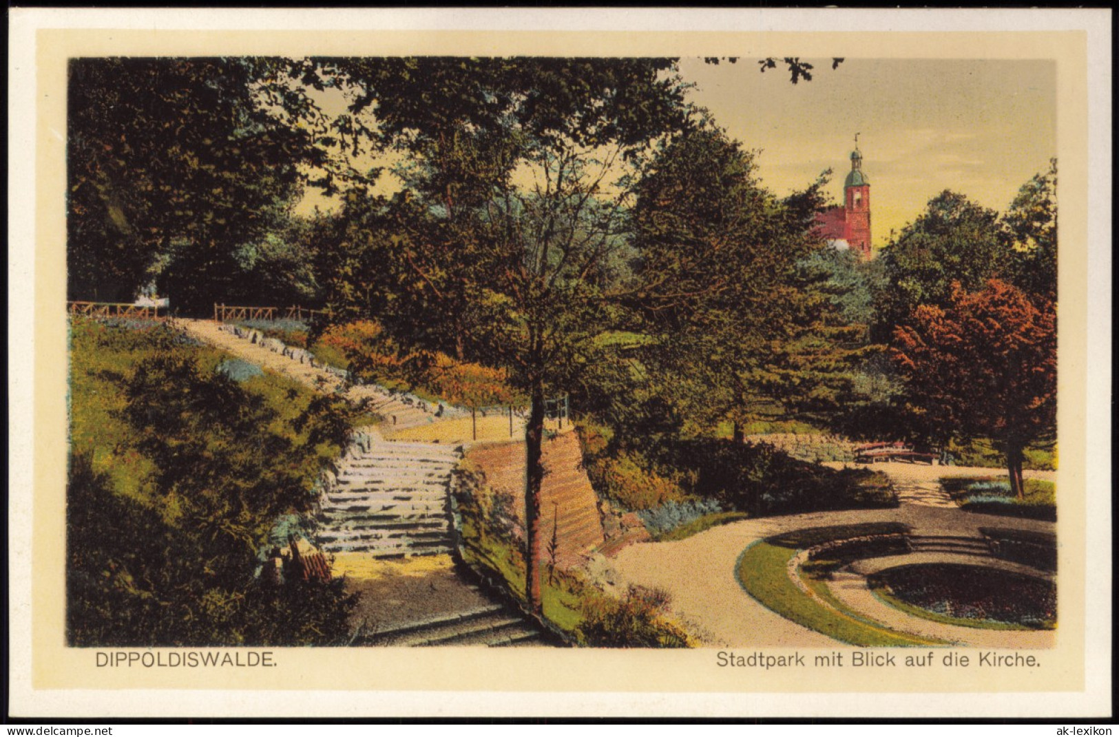 Ansichtskarte Dippoldiswalde Stadtpark Mit Blick Auf Die Kirche. 1926 - Dippoldiswalde