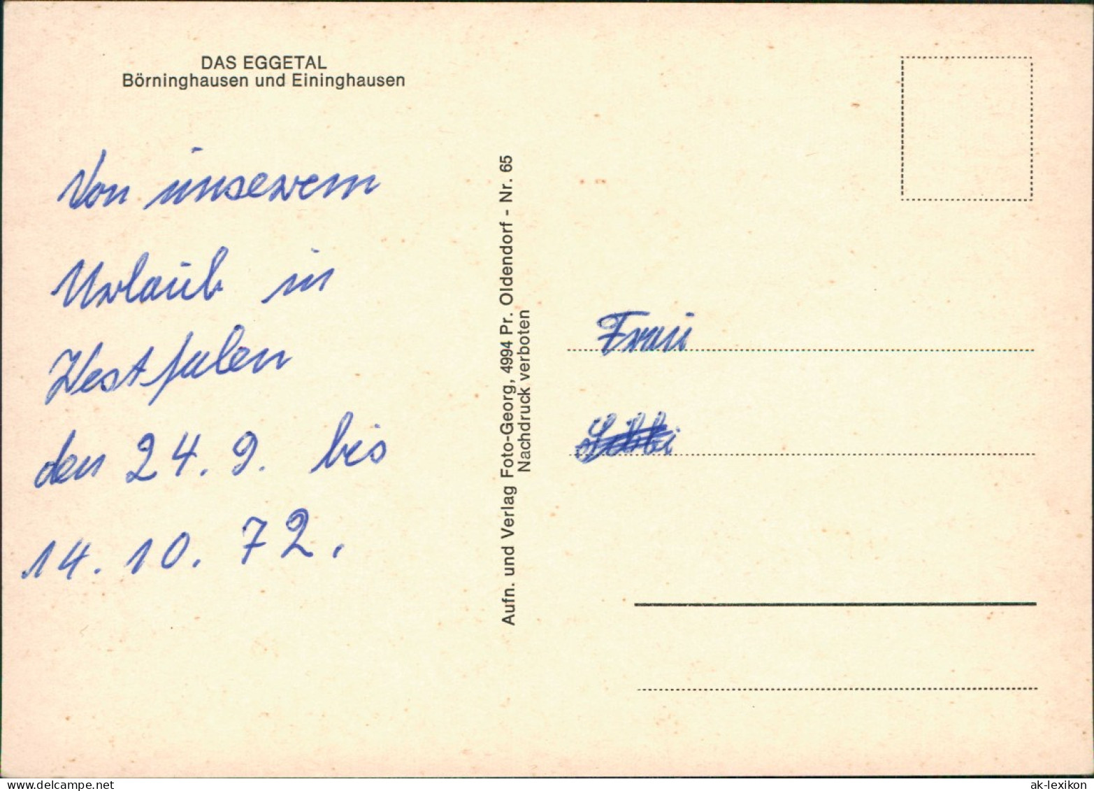 Ansichtskarte Börninghausen GGETAL Ortspanorama Mit Eininghausen 1970 - Andere & Zonder Classificatie