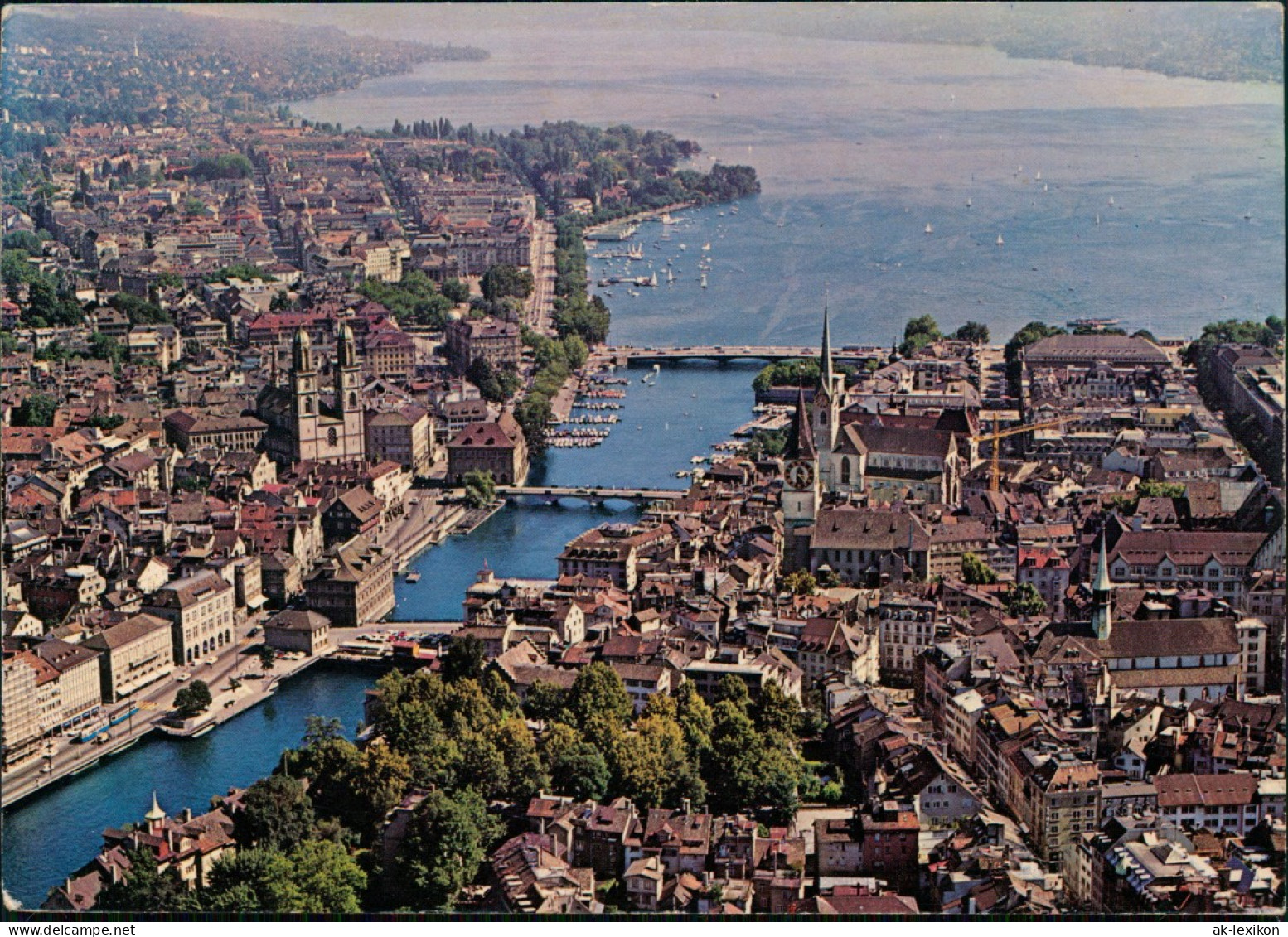 Ansichtskarte Zürich Luftbild Luftaufnahme Mit Limmat, Altstadt Und See 1969 - Altri & Non Classificati