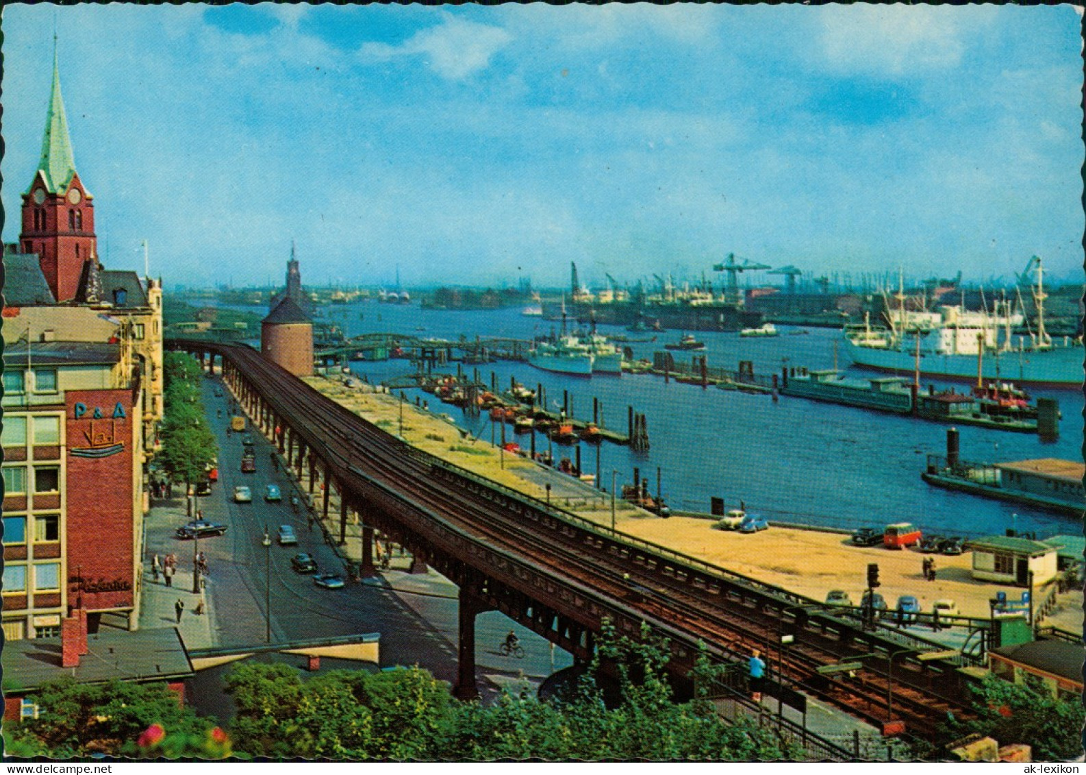 St. Pauli-Hamburg Panorama Hafen Mit Überseebrücke, Schiffe, U-Bahn-Strecke 1970 - Other & Unclassified