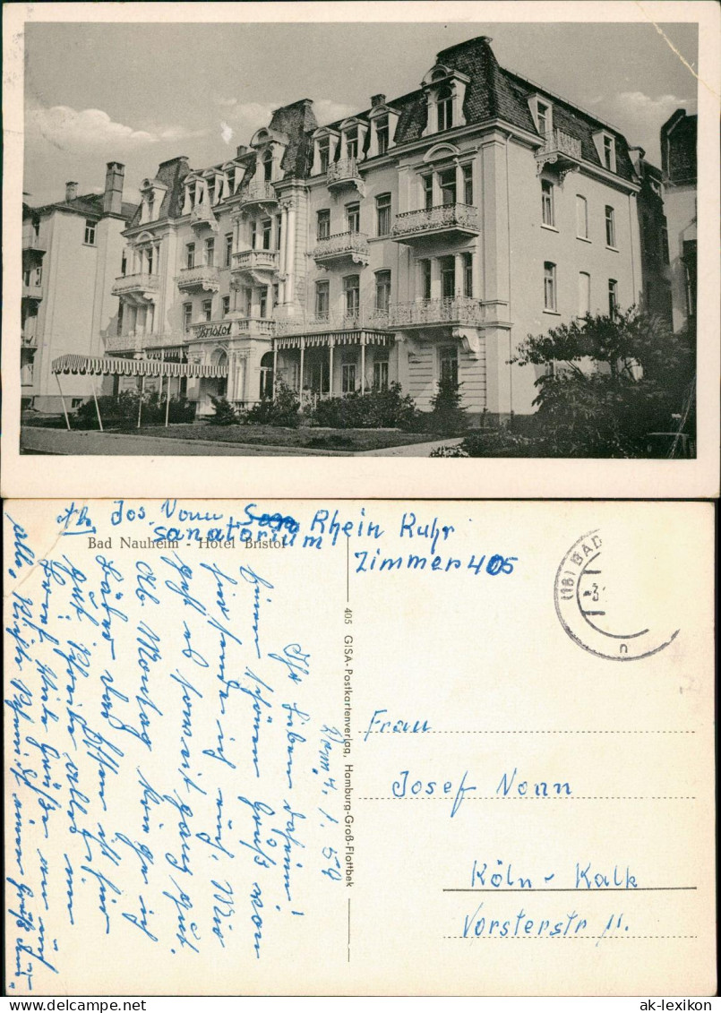 Ansichtskarte Bad Nauheim Hotel Bristol Strassen Ansicht 1950 - Bad Nauheim