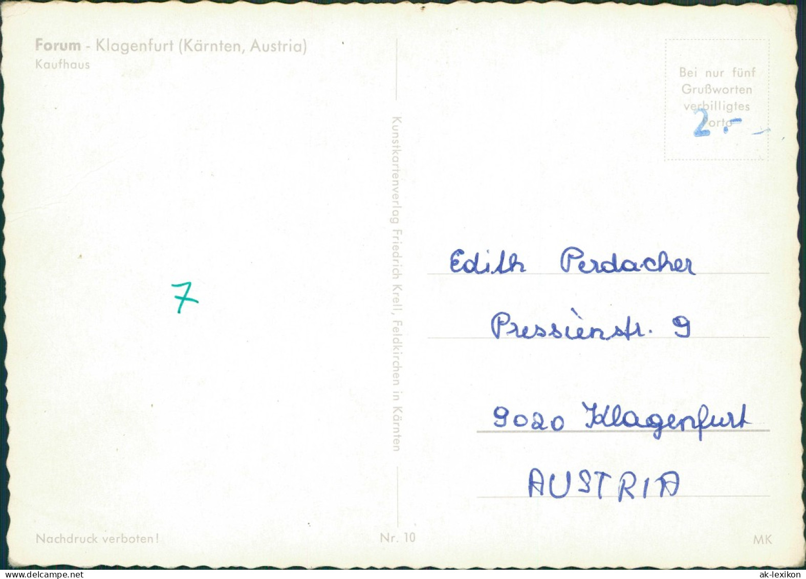 Ansichtskarte Klagenfurt Forum Kaufhaus 1960 - Altri & Non Classificati
