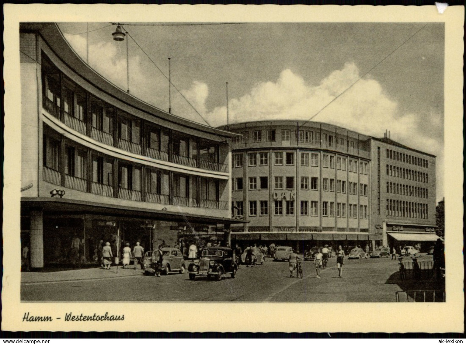 Ansichtskarte Hamm (Westfalen) Westentorhaus, Straße - Auto 1956 - Hamm