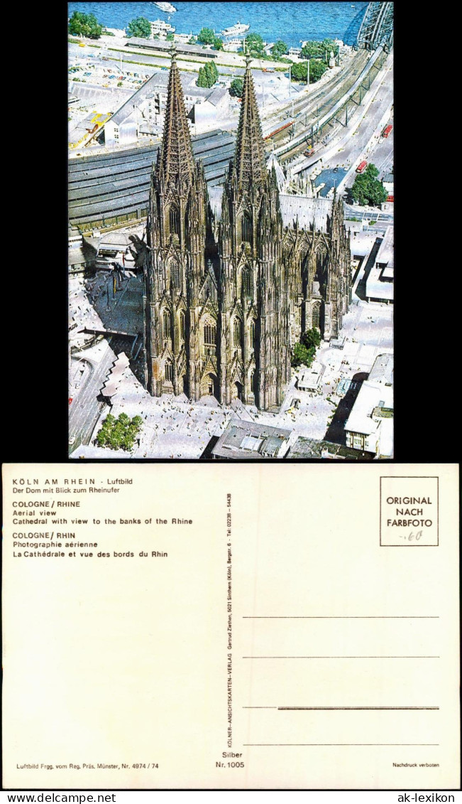 Ansichtskarte Köln Luftbild Dom Mit Blick Zum Rheinufer 1960 Silber-Effekt - Koeln
