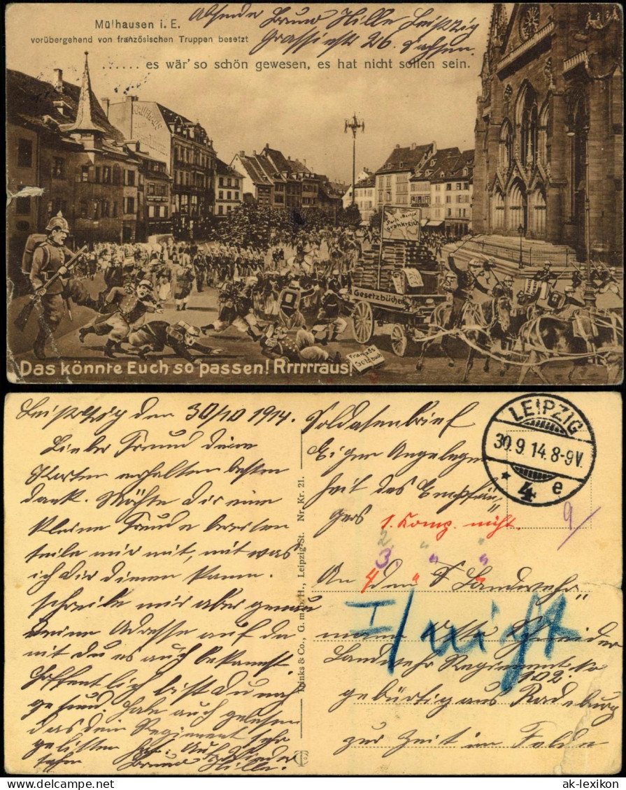 Mülhausen Mulhouse Marktplatz, Besetzung - Patriotika.. Rrrrraus 1914 - Mulhouse