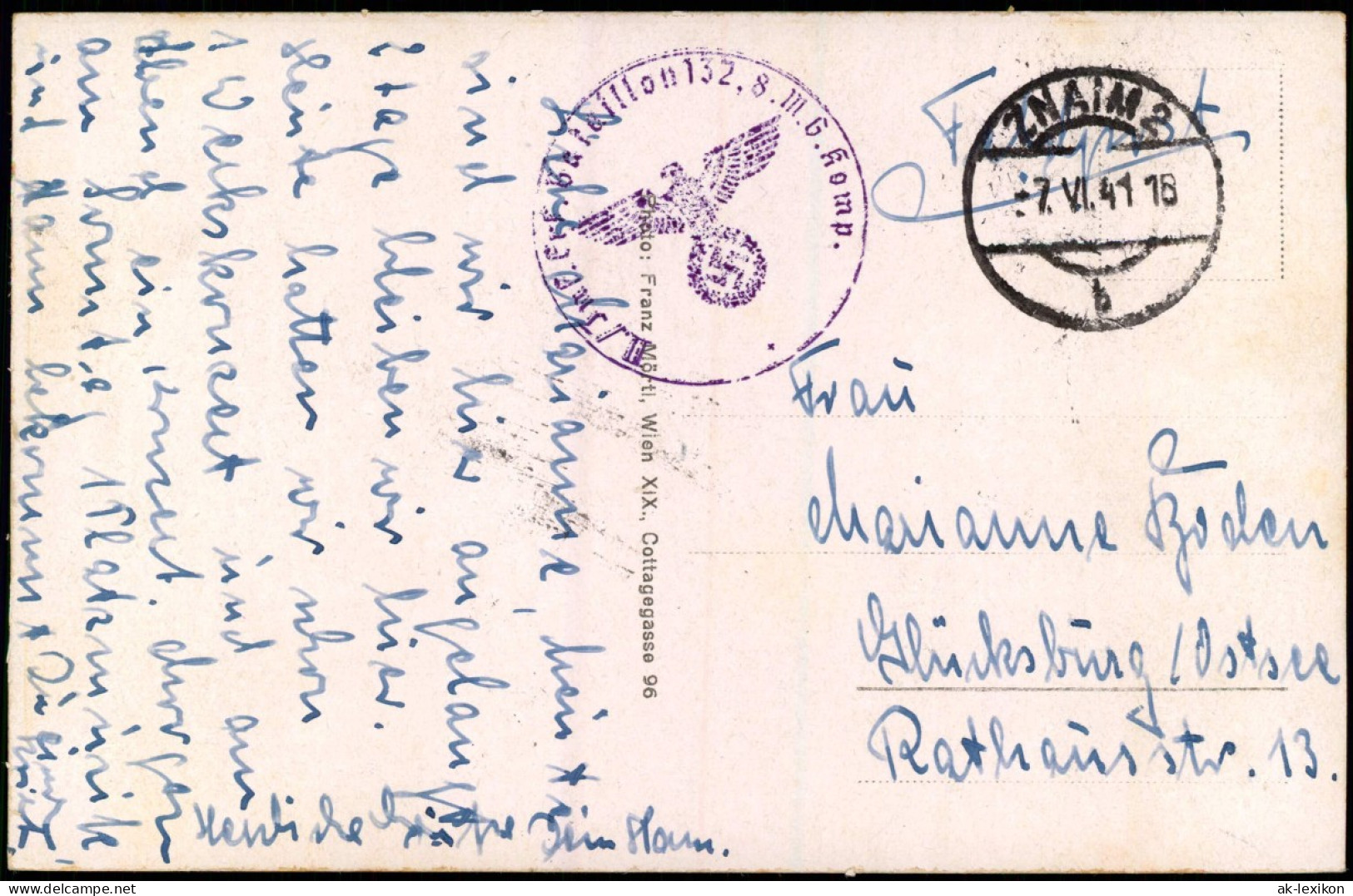 Postcard Znaim Znojmo 4 Bild: Stadtteilansichten 1941  Gel. Feldpoststempel 2.WK - Tchéquie