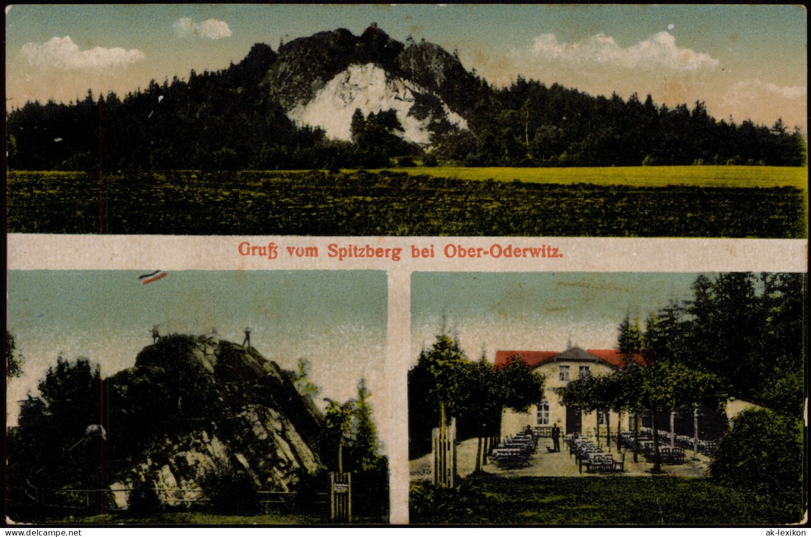 Ansichtskarte Oberoderwitz-Oderwitz 3 Bild Spitzberg, Gasthaus 1919 - Sonstige & Ohne Zuordnung