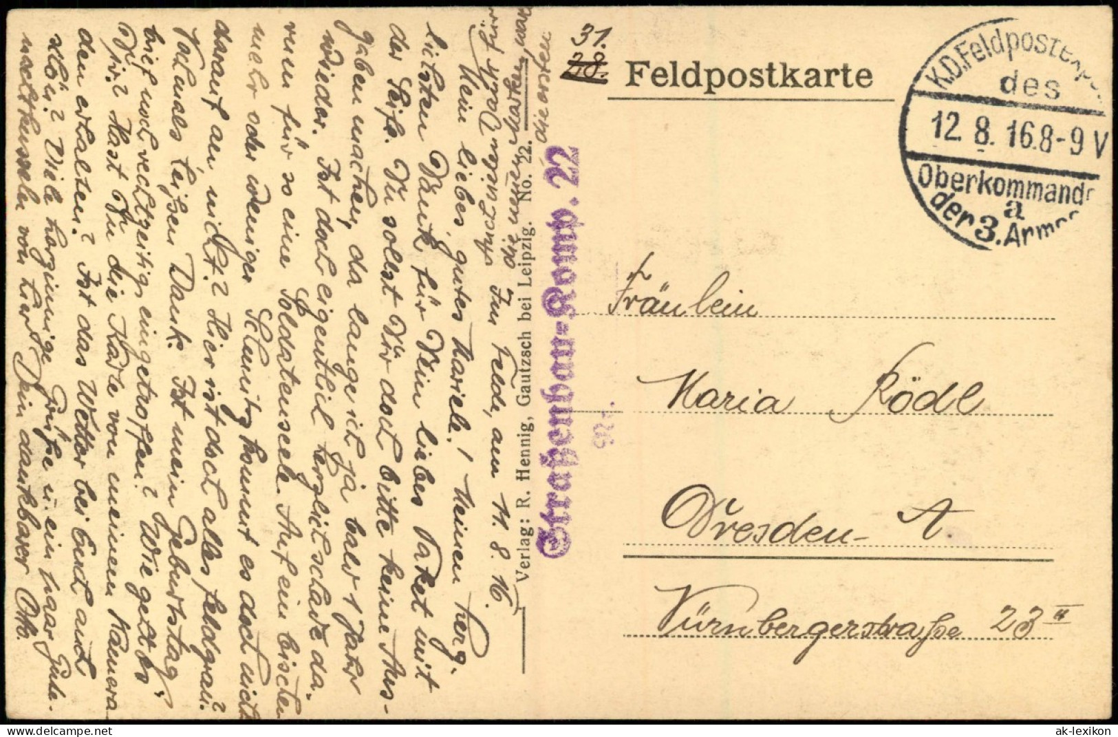 CPA  Vouziers Kürass-Kaserne 1916  Gel. Feldpoststempel WK1 Straßenbau Komp - Vouziers