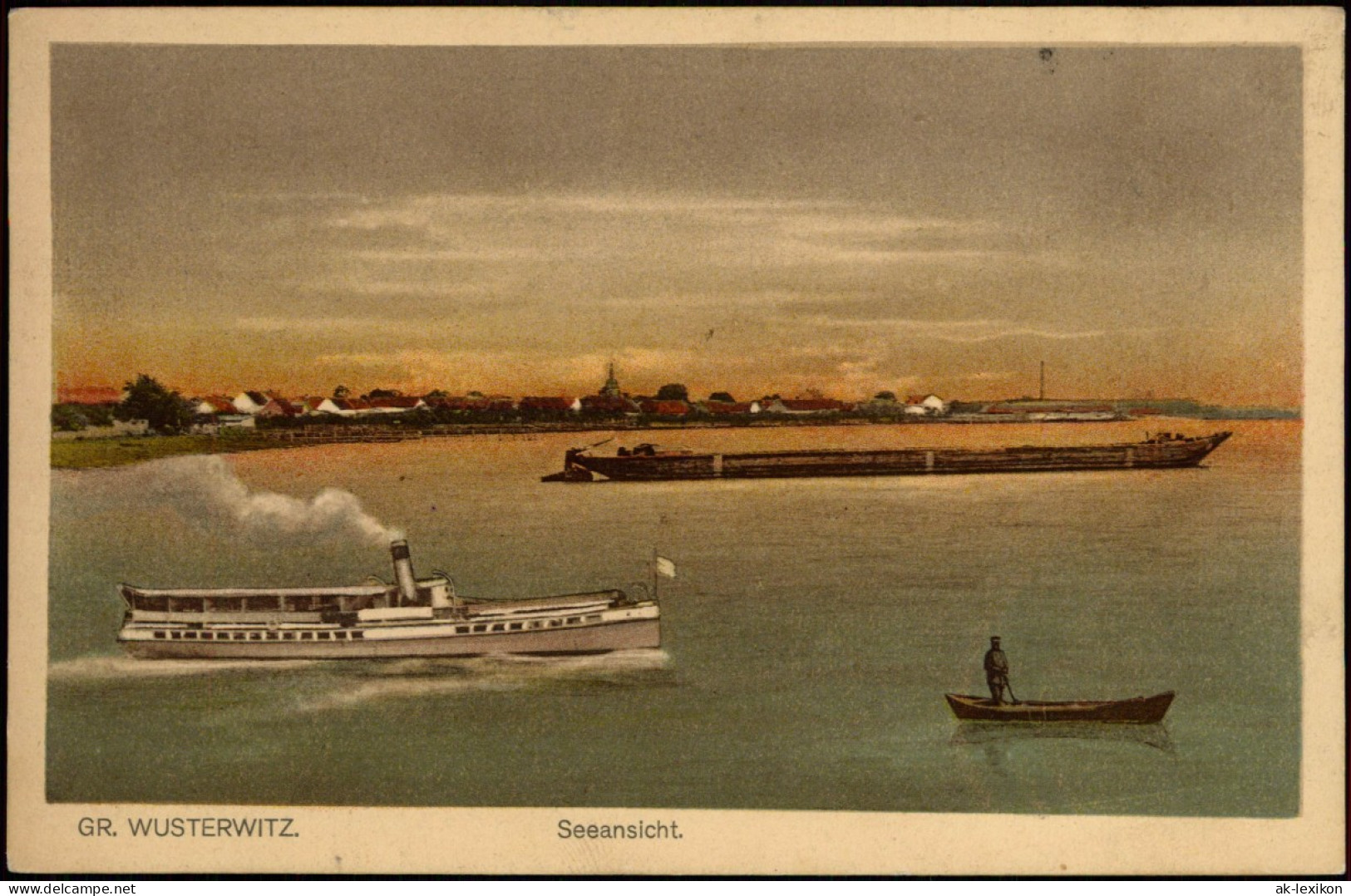 Ansichtskarte Wusterwitz Großer Wusterwitz See, Stadt Dampfer Schlepper 1915 - Autres & Non Classés