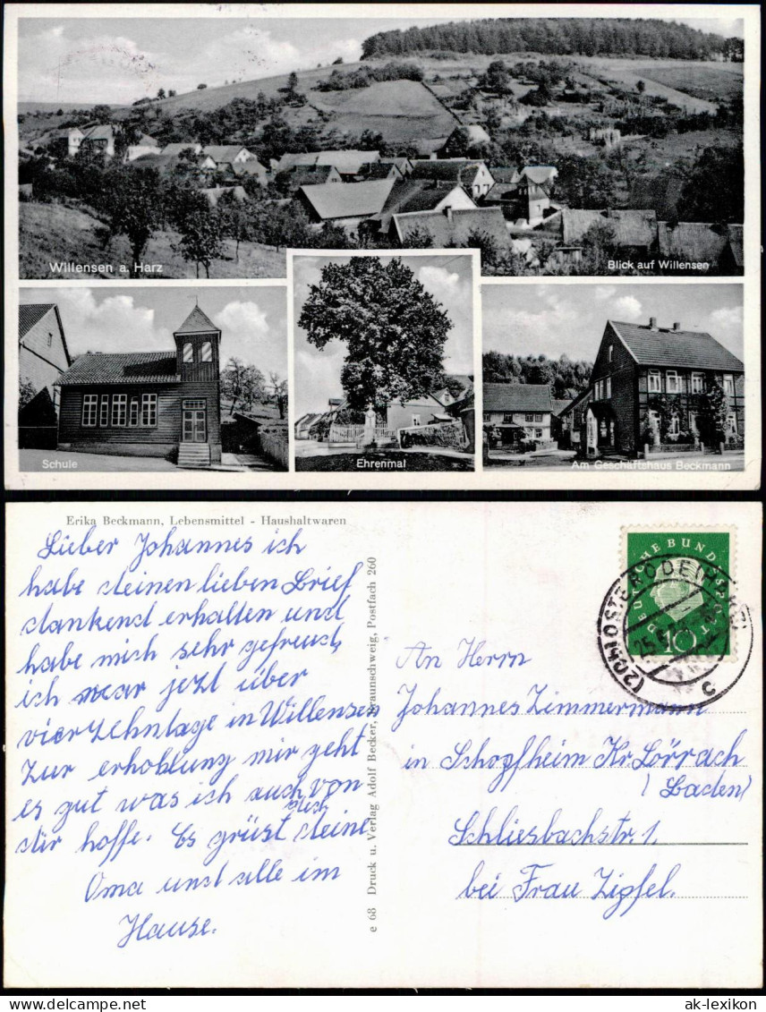 Willensen Harz-Bad Grund (Harz) Stadt, Schule, Ehrenmal, Geschäft 1953 - Bad Grund