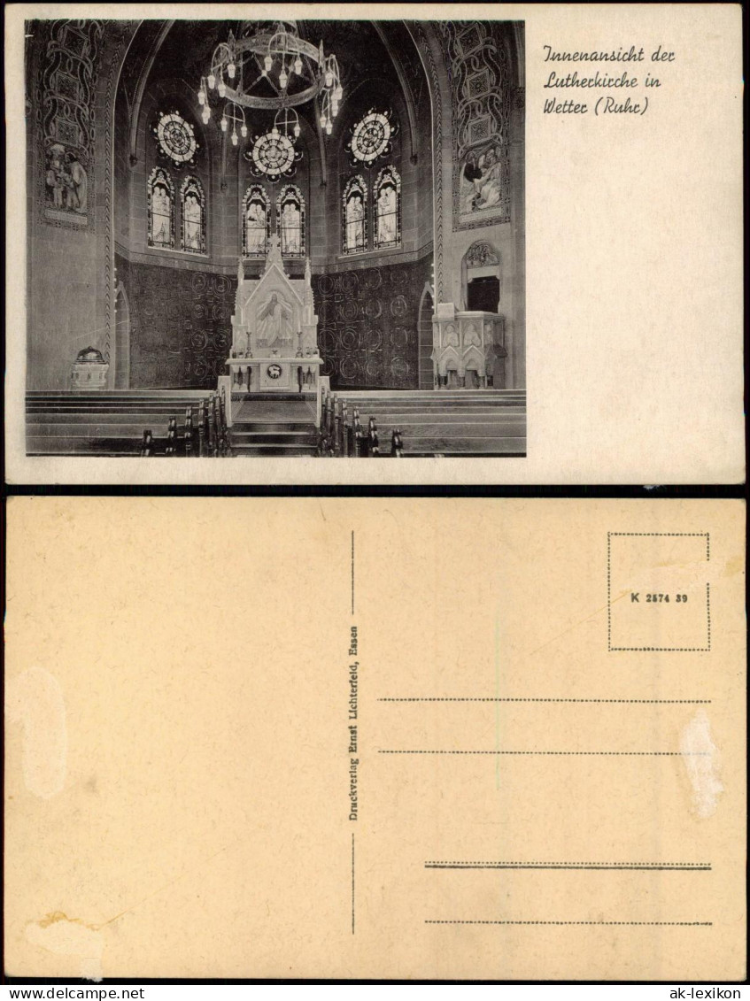 Wetter (Ruhr) Lutherkirche Kirche (Church) Innenansicht Altar 1940 - Wetter