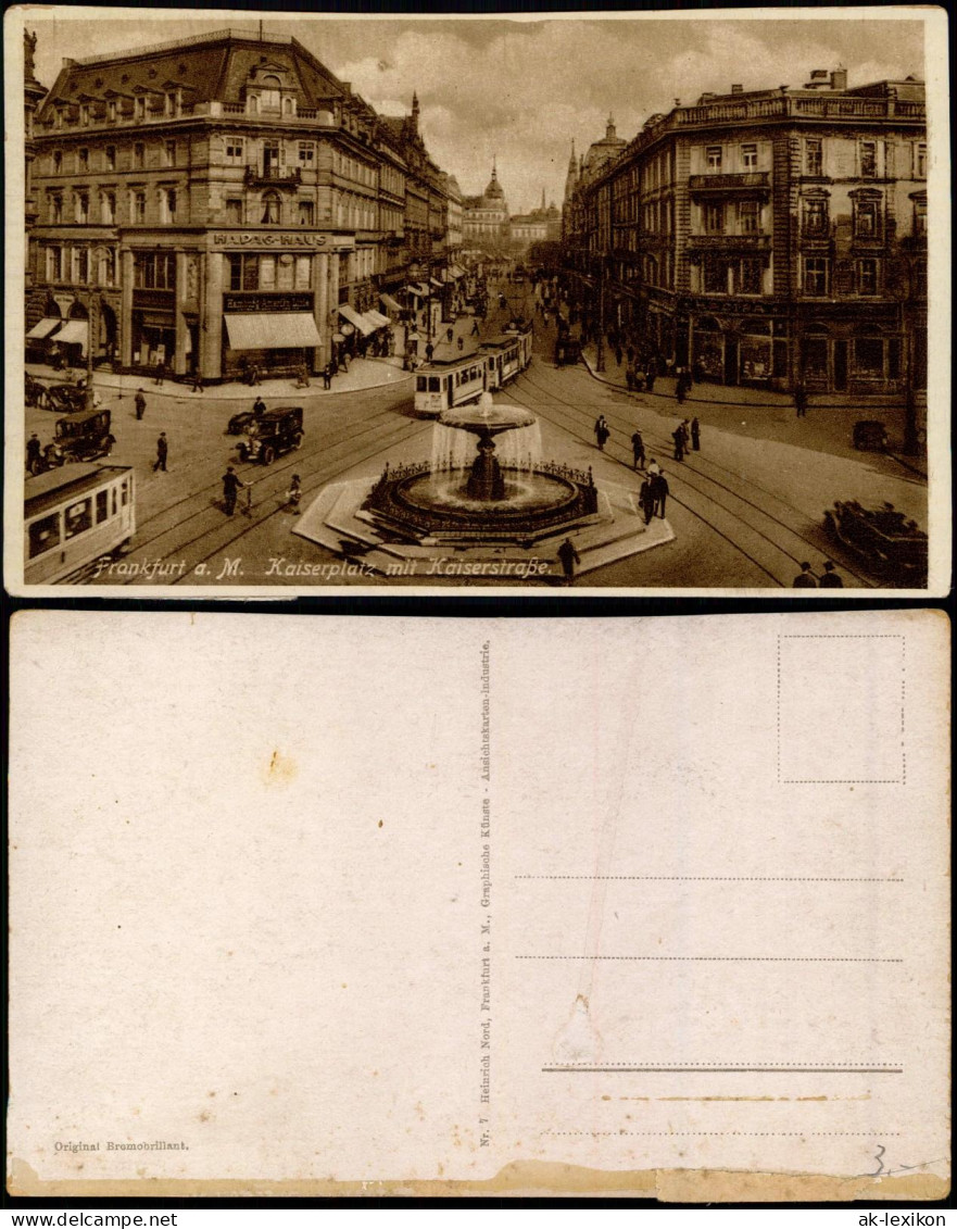 Ansichtskarte Frankfurt Am Main Kaiserplatz , Hapag-Haus, Straßenbahn 1925 - Frankfurt A. Main