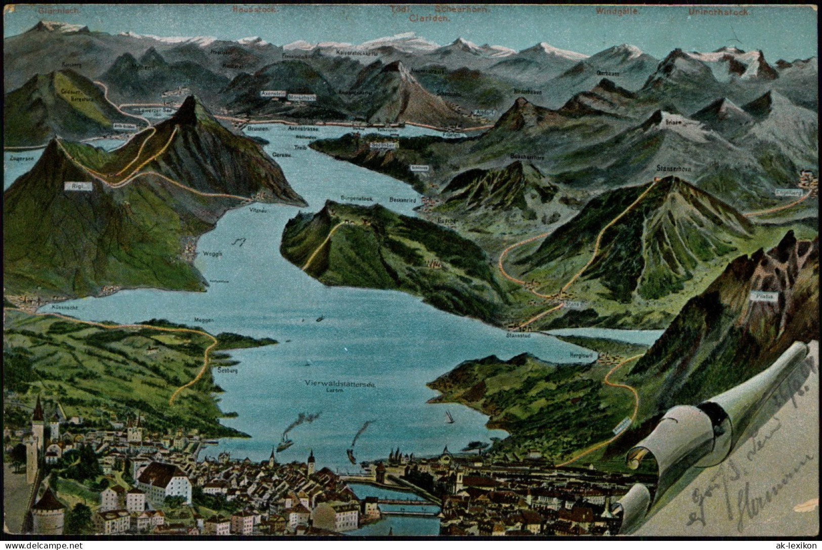 Ansichtskarte Luzern Lucerna Vierwaldstättersee - Künstlerkarte 1904 - Otros & Sin Clasificación