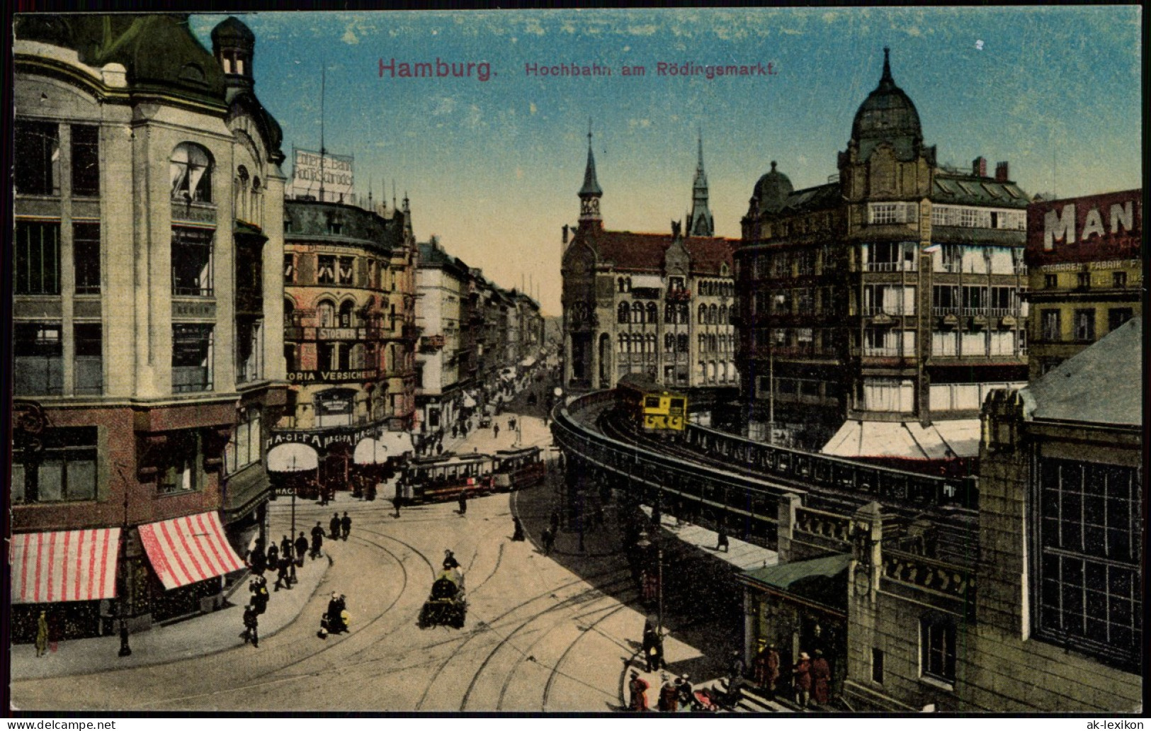 Ansichtskarte Hamburg Rödingsmarkt Mit Hochbahn, Verkehr Tram 1922 - Other & Unclassified