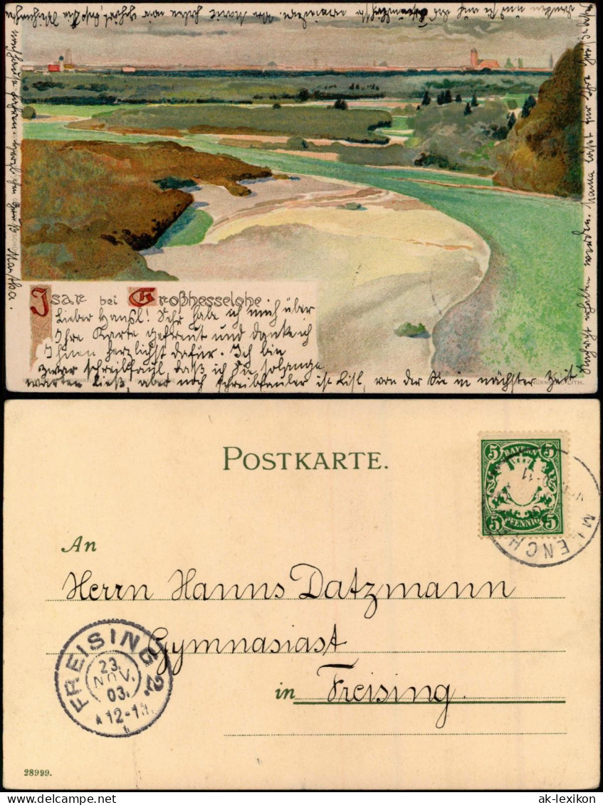 Ansichtskarte Pullach (Isartal) Grosshesselohe, Künstlerkarte 1903 - Autres & Non Classés