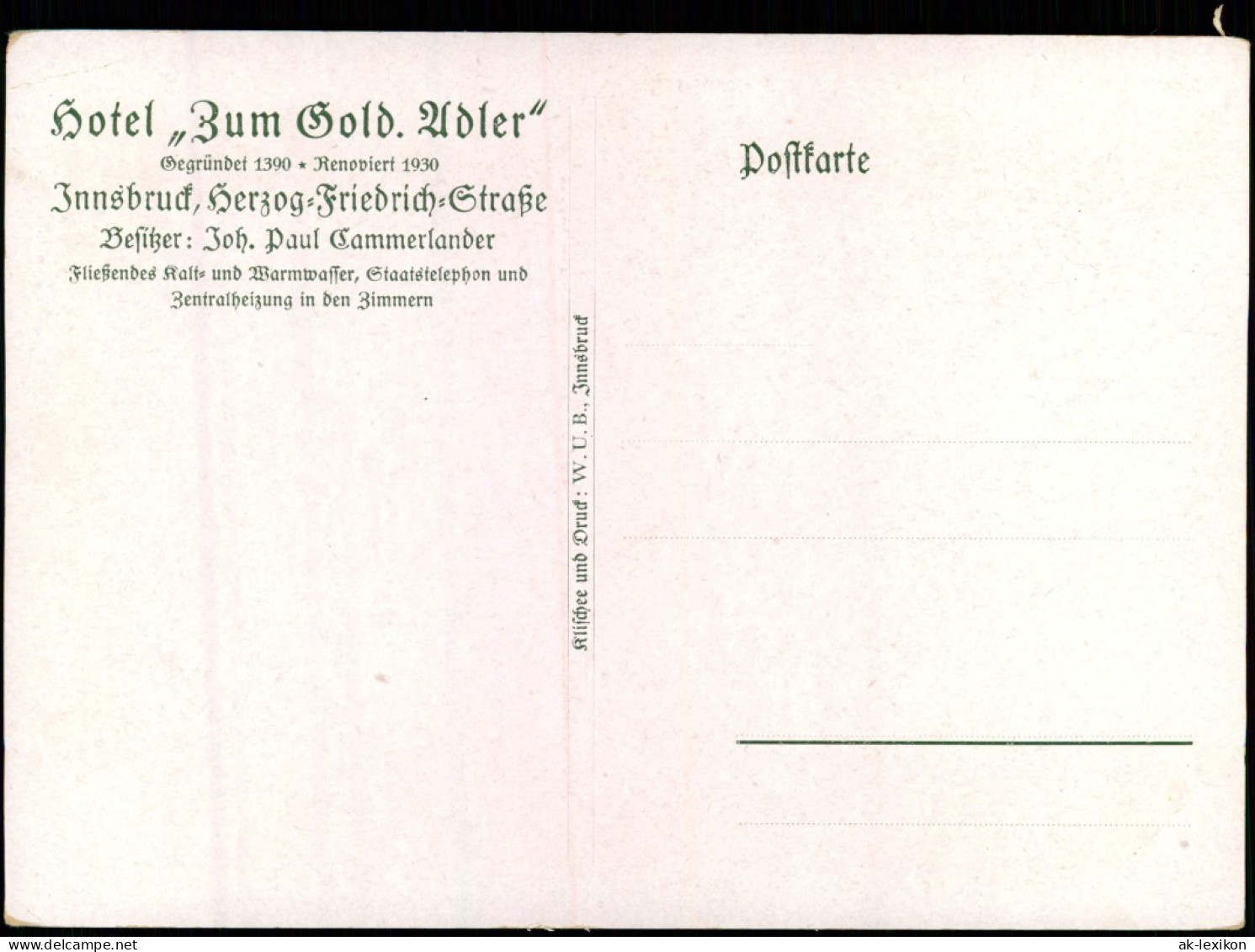 Ansichtskarte Innsbruck Goethezimmer Im Hotel Zum Goldenen Adler 1928 - Innsbruck