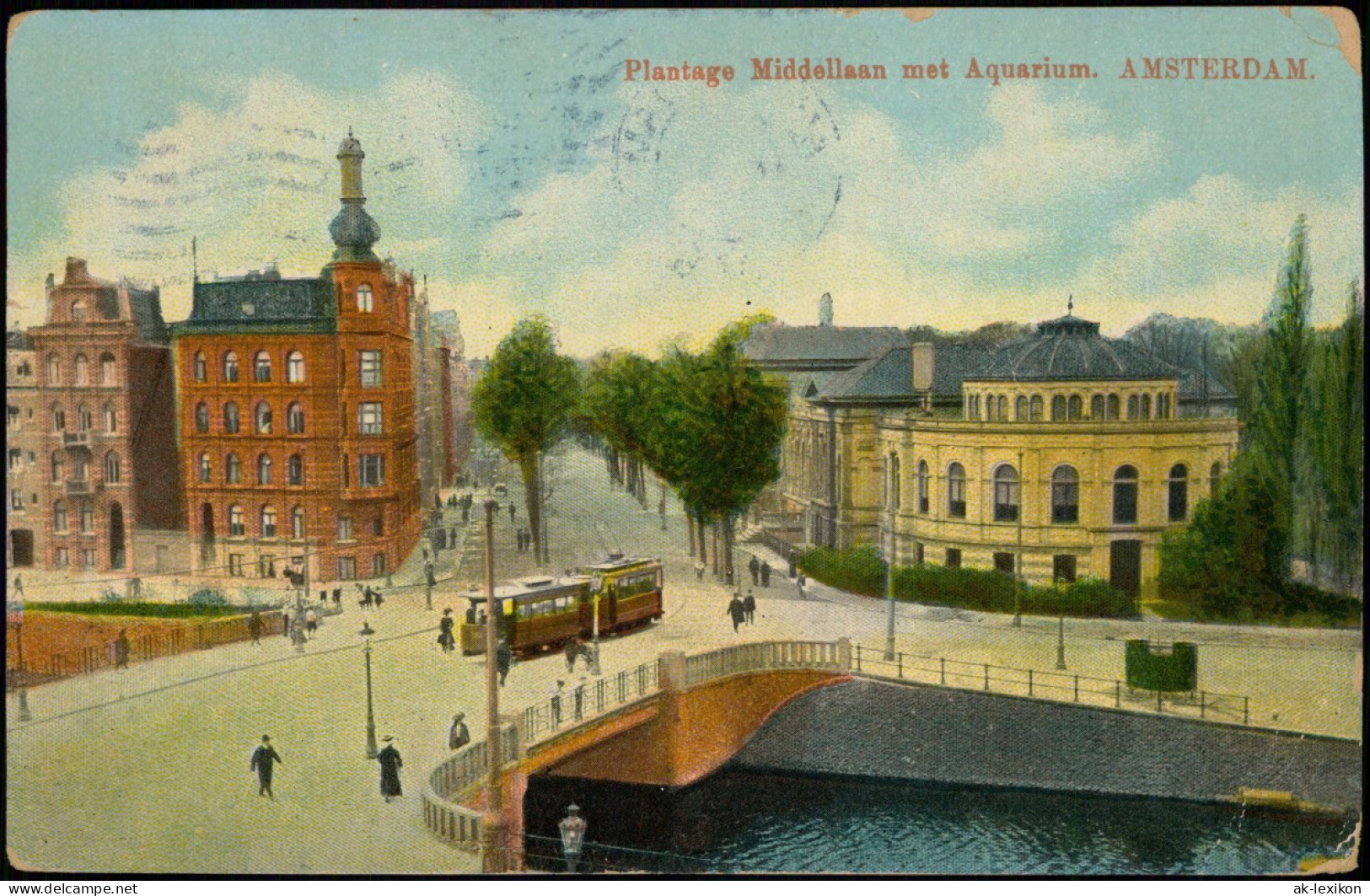 Amsterdam Amsterdam Tram Straßenbahn Plantage Middellaan Met Aquarium 1914 - Amsterdam