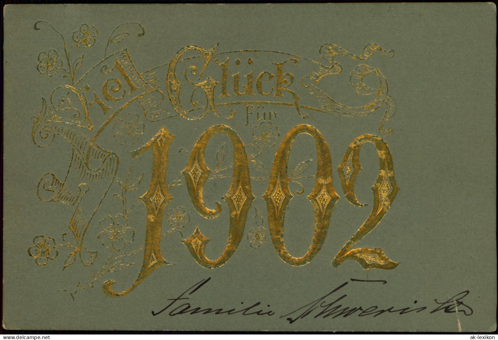 Neujahr Sylvester New Year Goldschrift Prägekarte Viel Glück 1902 - Nouvel An